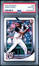 142423641 James Wood 2025 Bowman #29 Rookie RC PSA 10