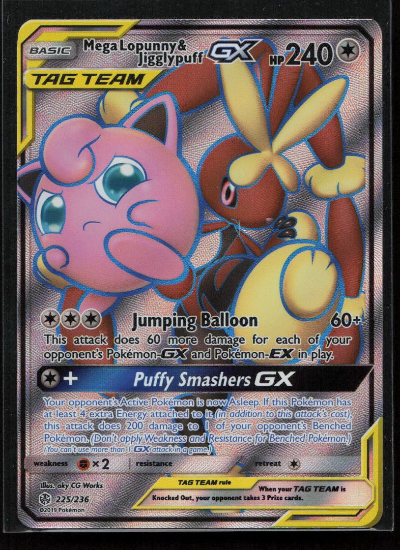 Mega Lopunny & Jigglypuff GX (Full Art) SM Cosmic Eclipse 225/236 NM (1B)