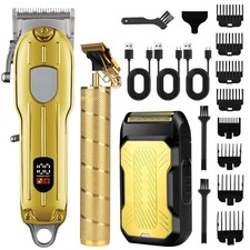 Professional LCD Hair Clipper Trimmer Kit for Men USB-Rechargeable Barber Gift