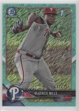 2018 Bowman Chrome Prospects Aqua Shimmer Refractor 32/125 McKenzie Mills 1v3