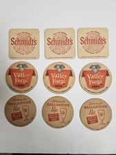 Lot Of 9 Vintage Beer Coasters Schmidts, Vall...