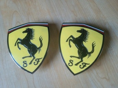 2x Ferrari Roma Shield Badge Fender Emblem F169 974064 Genuine OEM Kotflügel 