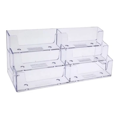 SHOPLINES SUPPLIES LIMITED Clear Acrylic 6-Pocket 3-Tier Business Card Holder – Free-Standing Desktop