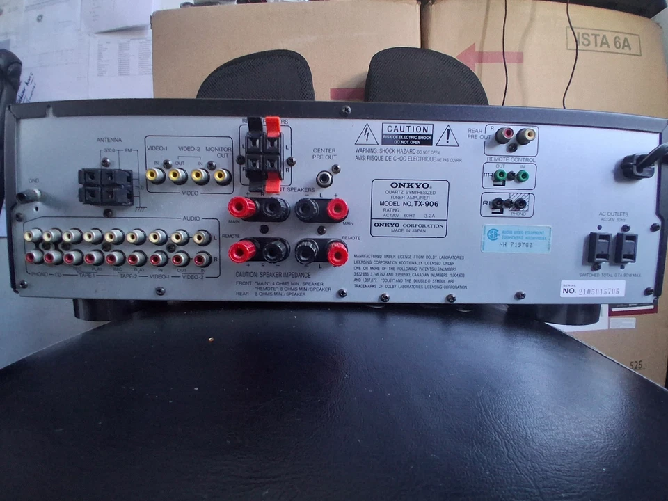 Onkyo TX-906 Audio/Video AM FM Tuner Amplifier Stereo Receiver Tested & Working - Image 4 of 4