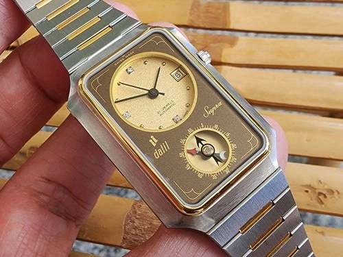 Rare Swiss made Dalil Supra Qiblat Muslim Islamic automatic watch Light Brown 3