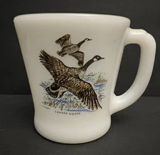 Vintage Fire King Oven Ware Canada Goose Milk Glass 8 oz Coffee Cup