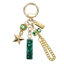 Initial Letter Keychain for Women Cute Heart Butterfly Star Chain Green I 