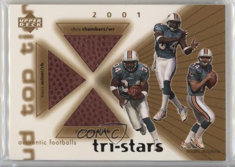 2001 UD Top Tier Tri-Stars Footballs Chris Chambers Travis Minor Rookie RC 2z8