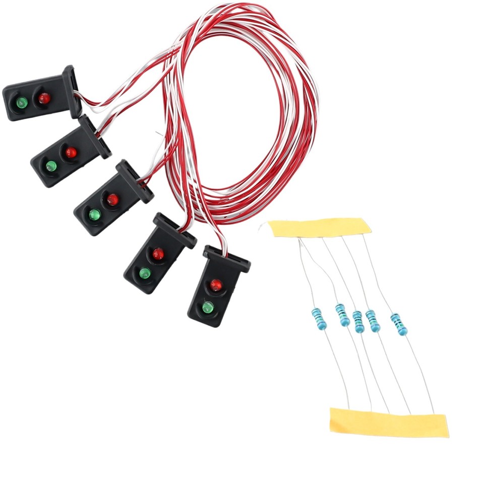 5 Signaux Nains Ferroviaire échelle OO/HO LED Vert/rouge - Avec Résistances, Prêts à Monter