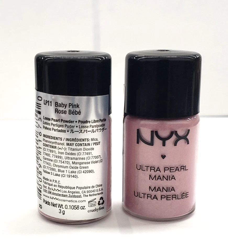 NUEVO LOTE DE 2 sombras de ojos sueltas NYX Ultra Pearl Mania-Baby Pink LP11 Foto 2 de 2