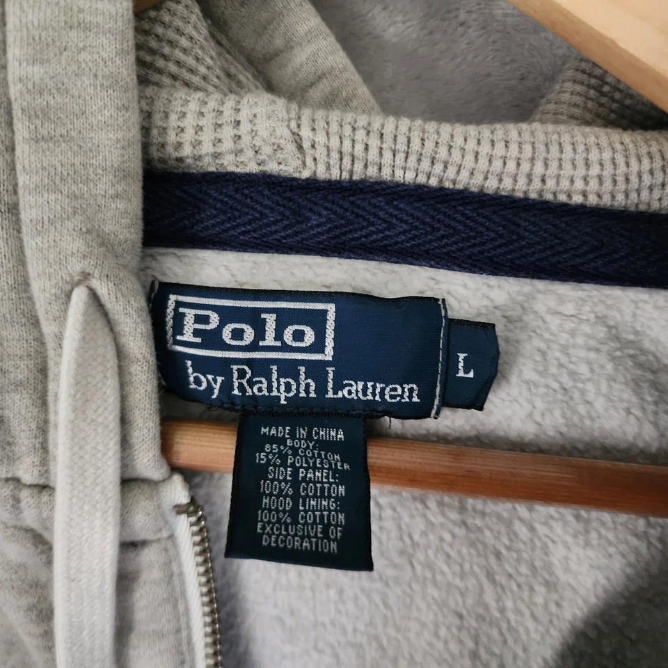 Polo Ralph Lauren Zip Up Hoodie Boys Size Large Big Pony Logo Gray Sweatshirt - Image 4 of 4