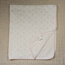 Janie Jack Pink Kite Balloon Baby Blanket White Stripe Receiving 31" x 27"