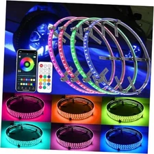 4PCS RGB LED Wheel Rim Lights with Bluetooth and Remote Control,Wheel 17.5inch