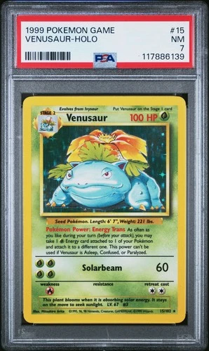 PSA 7 Venusaur 15/102 1999 Base Set Holo Rare Pokemon Card