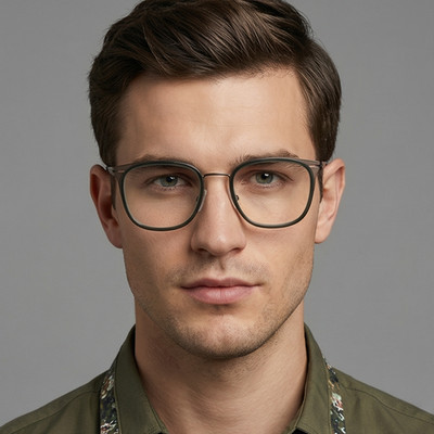 Hugo Boss Brillengestell BOSS 1427 0OC Grün Rechteckige Edelstahlfassung 53mm