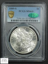 1889 S Morgan Silver Dollar $1 PCGS MS 64+ Plus CAC (Gorgeous BLAST White!)
