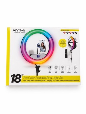 Vivitar Creator Series 18'' Full Color Foldable LED Ring Light USB Remote