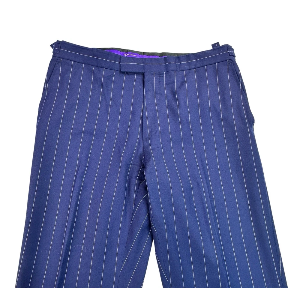 Pantalones de vestir Ralph Lauren etiqueta púrpura lana cachemir cintura plana ajustable 34-36W Foto 2 de 4