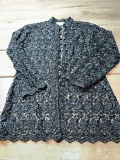 Women s Vintage Cache Dark Green Lace Beaded Jacket Size Medium