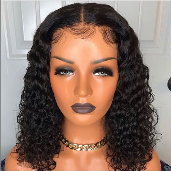 EVA lace Wigs PrePlucked Brazilian Human Hair Wigs Curly Lace Front