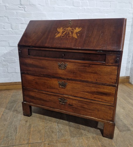 Antique inlaid mahogany continental bureau - writing desk - Picture 23 of 24
