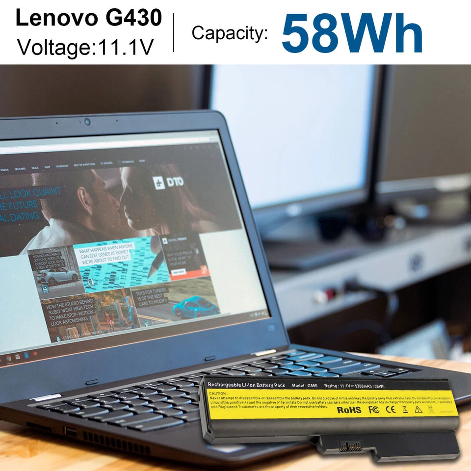 Batería de 6 celdas para Lenovo 3000 G430 G450 G530 G550 N500 L08N6Y02 42T4729 42T4730 Foto 3 de 4