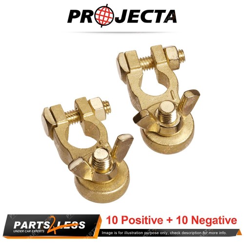 Projecta 3/8" 10mm Brass Battery Terminal Positive + Negative HD Wingnut 2 Boxes - Picture 2 of 2