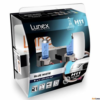 2x H11 Lunex Blue White 3700K 55W 12V Auto Scheinwerfer Birnen PGJ19-2 Hard Case