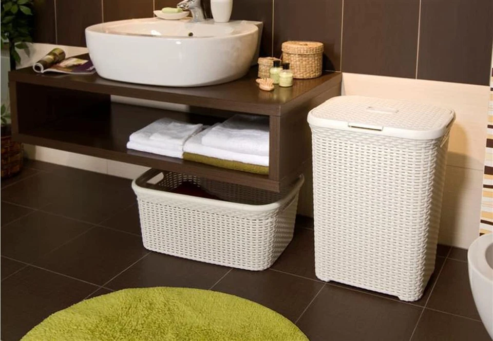 Panier à linge 45L Style -Bac à Linge propre et sale - Aspect Rotin Texturé -... - Bild 4 von 4