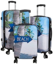 Polycarbonat-ABS Hartschale Koffer Trolley Set Handgep&auml;ck Summer Beach M,L,XL
