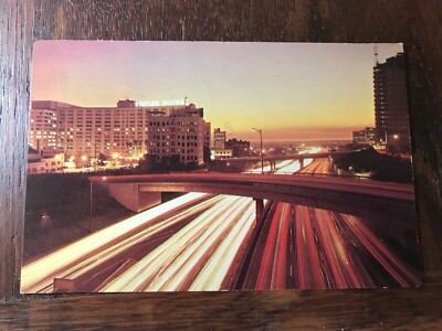 The Harbor Freeway at Dusk Los Angeles California Postcard