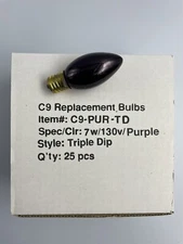 25 Pack - C9 - 7W - Purple Incandescent Lamp Bulb - Triple Dip