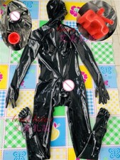 latex catsuit toes mesh eyes nose tube red teeth hidden two sheath 0.4mm