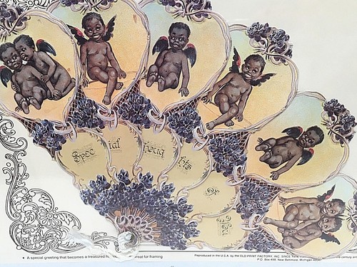 Old Print Factory FAN GREETING CARD & ENVELOPE Repro From Orig 1901 Fan Cherubs - Picture 5 of 5