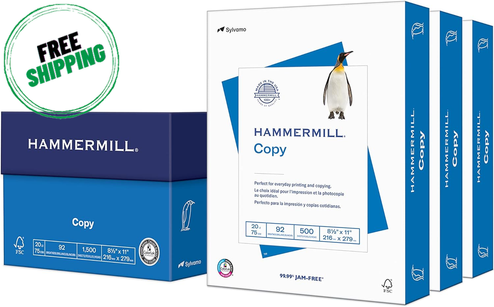 Hammermill Printer Paper,  8.5 X 11 - 3 Ream (1,500 Sheets) - 92 Bright, 3X500