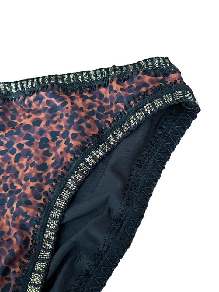 Platinum by Solange Ferrarini Size M Animal Print Gold Trim Bikini Bottom - New - Image 3 of 4