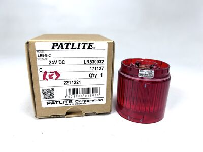 -NEW- Patlite LR5300032, Red Signal Light Model LR5-E-C - 24V