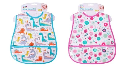 Wipe Clean Water Proof Large Bib with Pocket Baby Toddlers 6+Weaning Messy Play