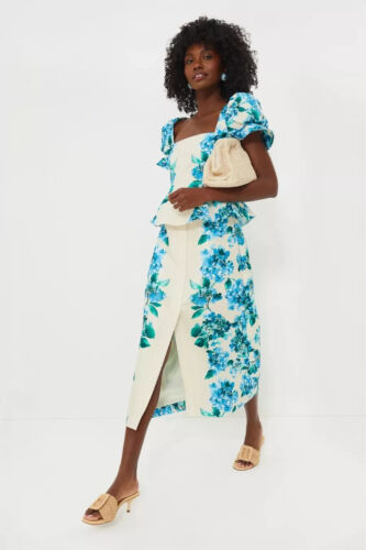 Tuckernuck | NEW Water's Edge Hydrangea Kennedy Front Slit Midi Skirt
