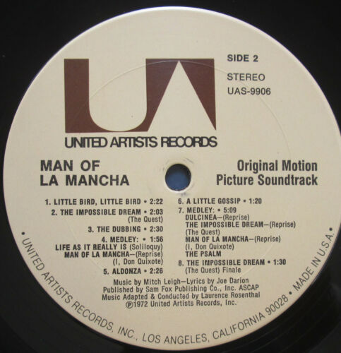 MAN OF LA MANCHA OST Peter O'Toole Sophia Loren Mitch Leigh 1972 UAS-9906 NM/EX - Picture 3 of 5