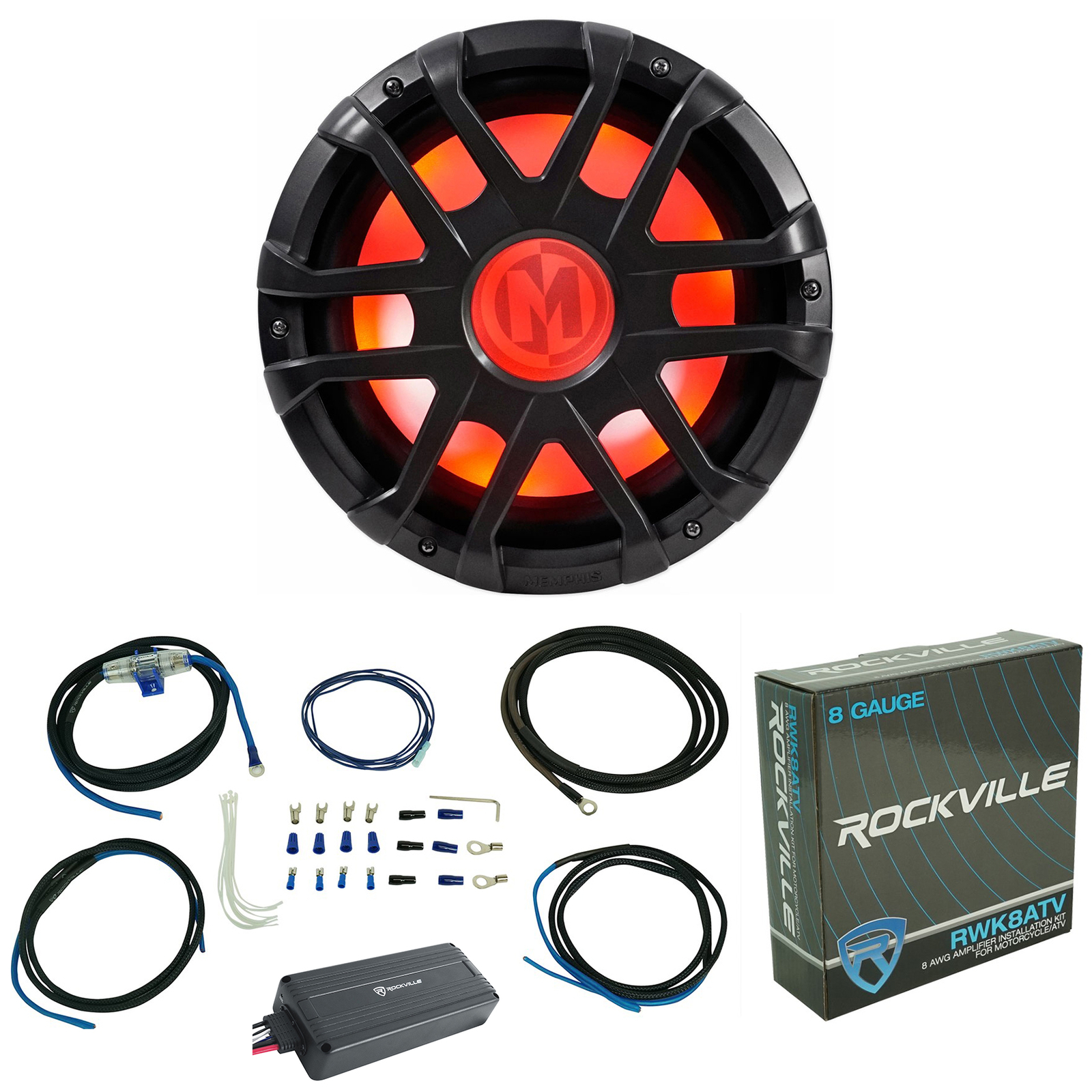 Memphis Audio MXA1244 12 светодиодный сабвуфер мощностью 500 Вт усилитель Micro Powersports ATVUTV