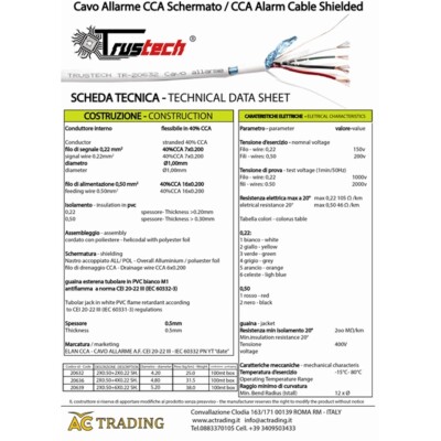 GLB Cavo 8 Fili Antifurto Allarme Cca Schermato 6x0,22 2X0,50 Matassa 100mt - Foto 4