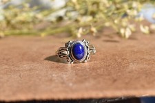 Lapis Lazuli Handmade Ring 925 Sterling Silver Boho Design