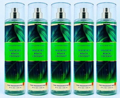 5 Bath & Body Works WAIKIKI BEACH COCONUT Fine Fragrance Mist Body Spray 8 oz
