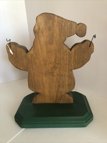 Babbo Natale statuina legno Natale vintage fatta a mano dipinta a mano "Credi" - Foto 7 di 12