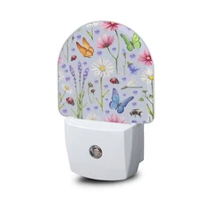 Wild Flowers and Insects Dusk to Dawn Night LightAuto Sensor Lamp Home Indoor...