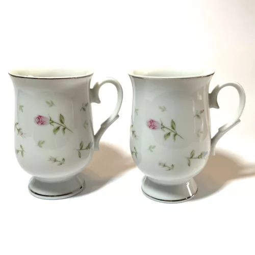 Vintage 1970 Sheffield Shabby Cup Mug Rambling Rose Set of two Roses Japan