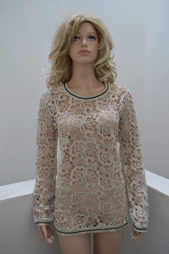 Frog Box Cotton Lace Pullover Spitze Lace 40 beige - Bild 2 von 4