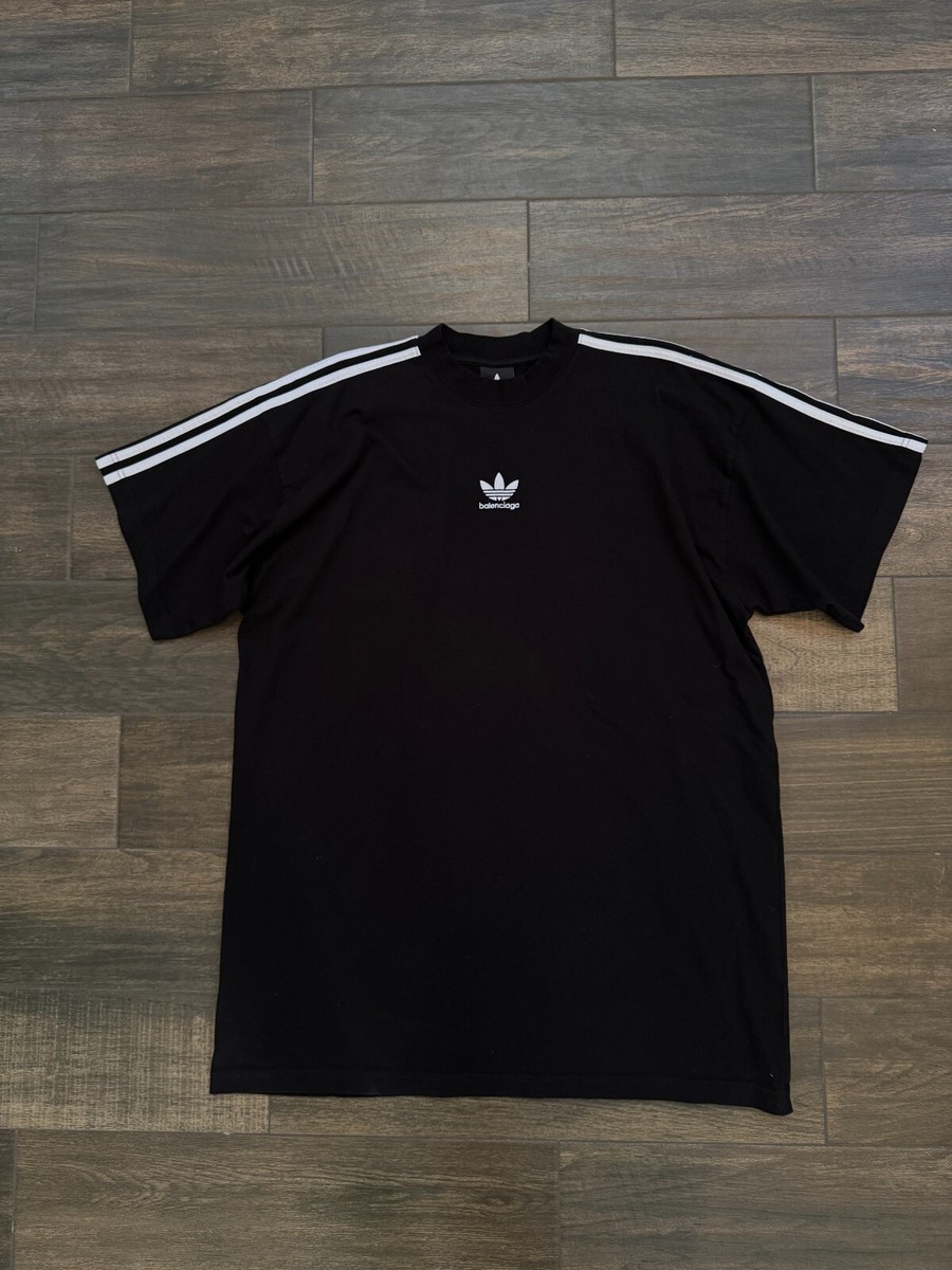 Size 2 (Fits XL) - Balenciaga x adidas Stripes Logo Tee Black | eBay