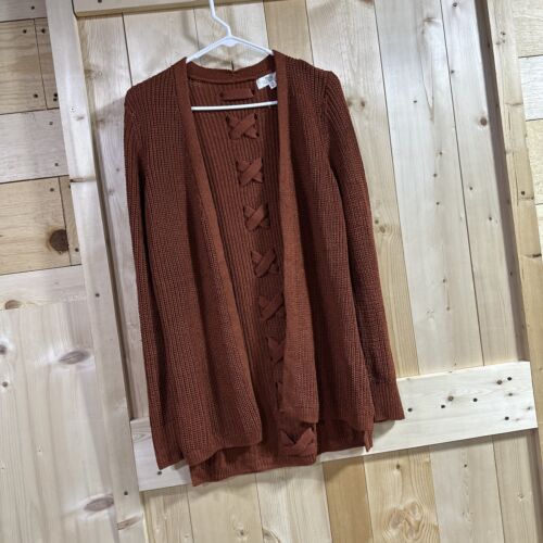 Pinque Stitch Fix Cardigan Sweater Women Medium Artisan Rust Knit Open Front NWT - Picture 3 of 8